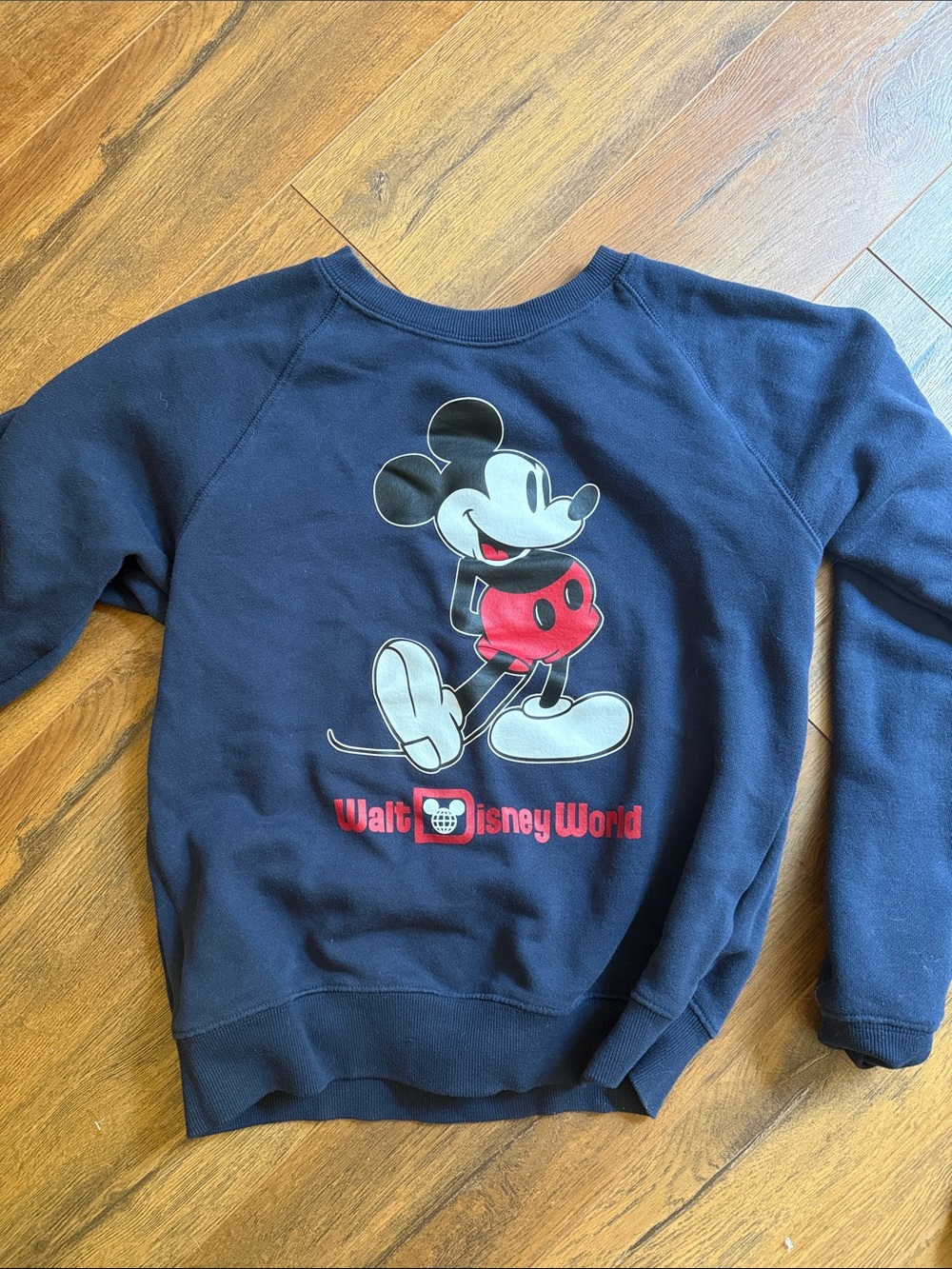 Disney Navy Mickey Graphic Crewneck with Red Accents